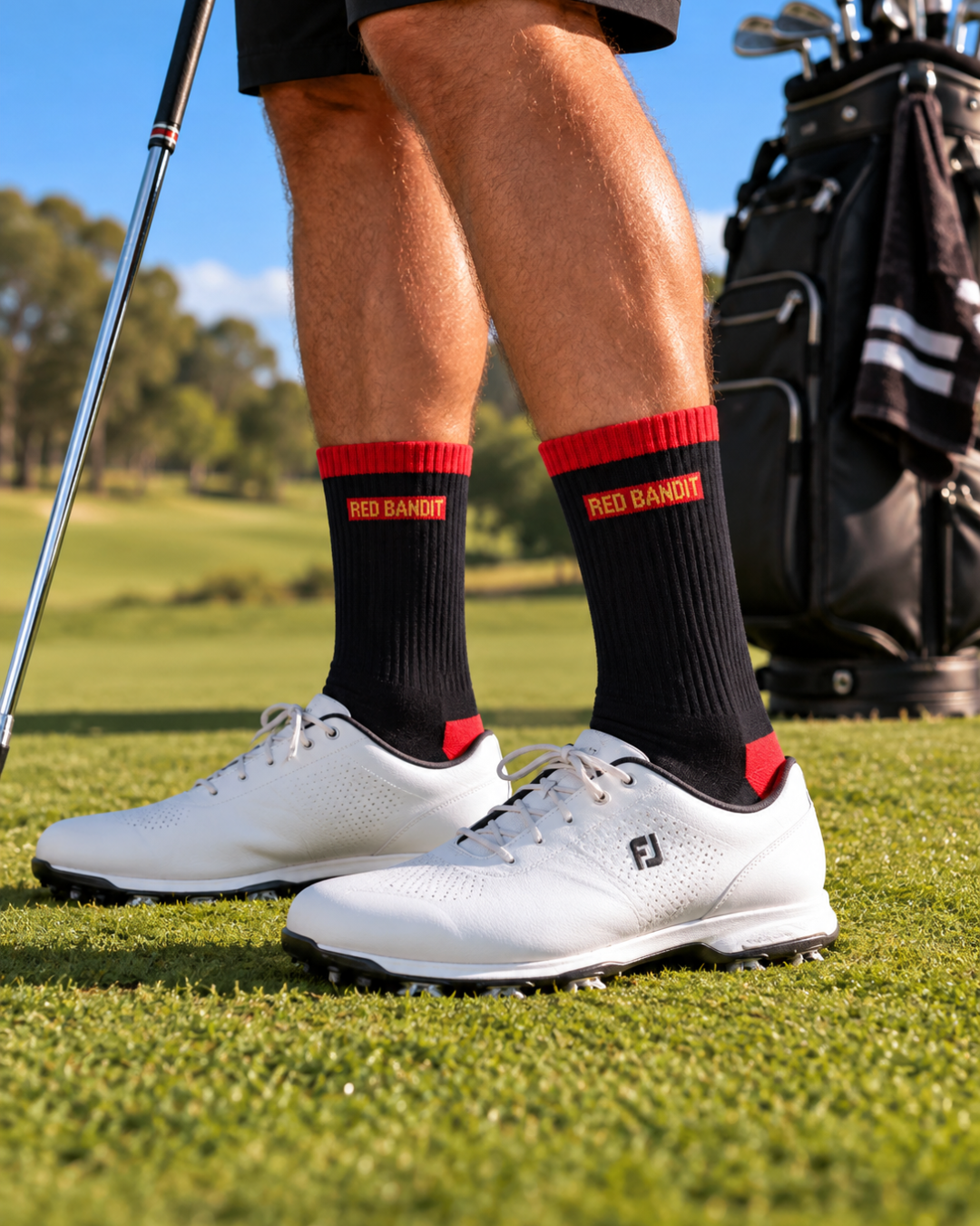 ParShark Red Bandit Cotton Golf Crew Socks